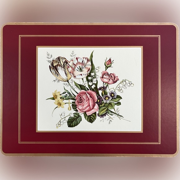 Vtg PIMPERNEL “5 Floral Spray” Set of 4 Traditional Cork-Backed Place Mats. - Picture 5 of 11